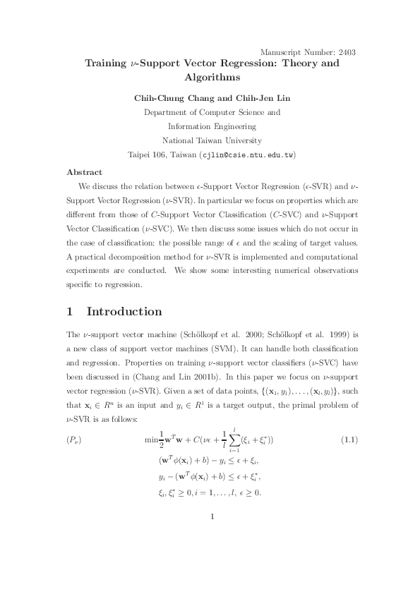 (PDF) Training suport vector regression: Theory and algorithms