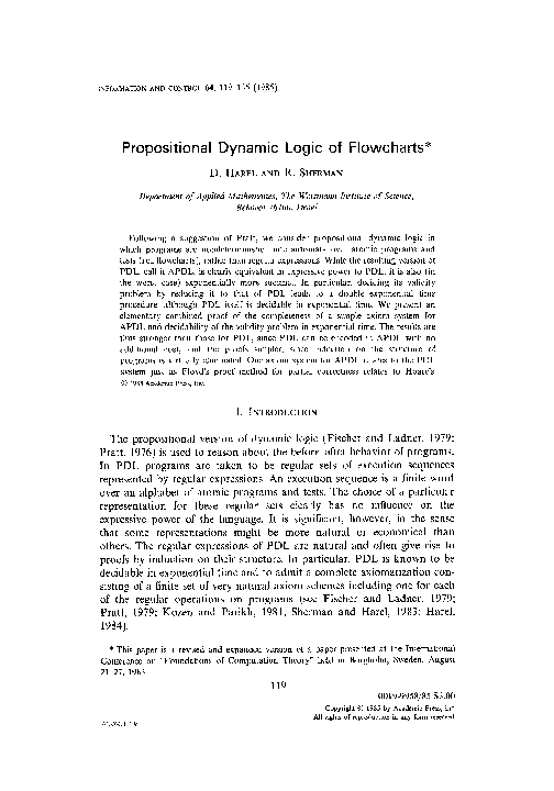 (PDF) Propositional dynamic logic of flowcharts
