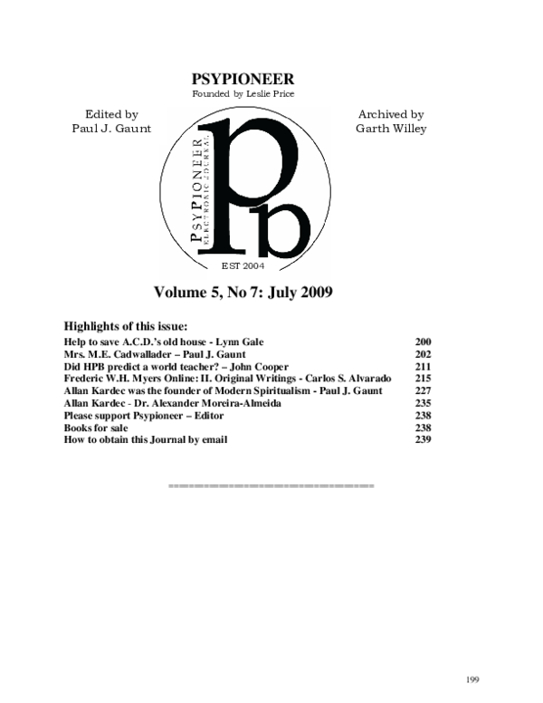 (PDF) (2009). Frederic W.H. Myers online II. Original writings