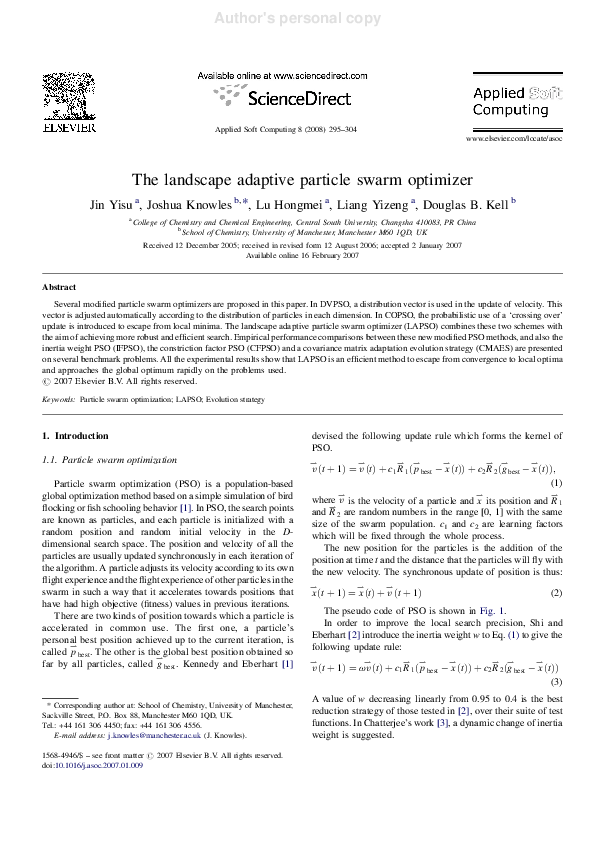 (PDF) The landscape adaptive particle swarm optimizer