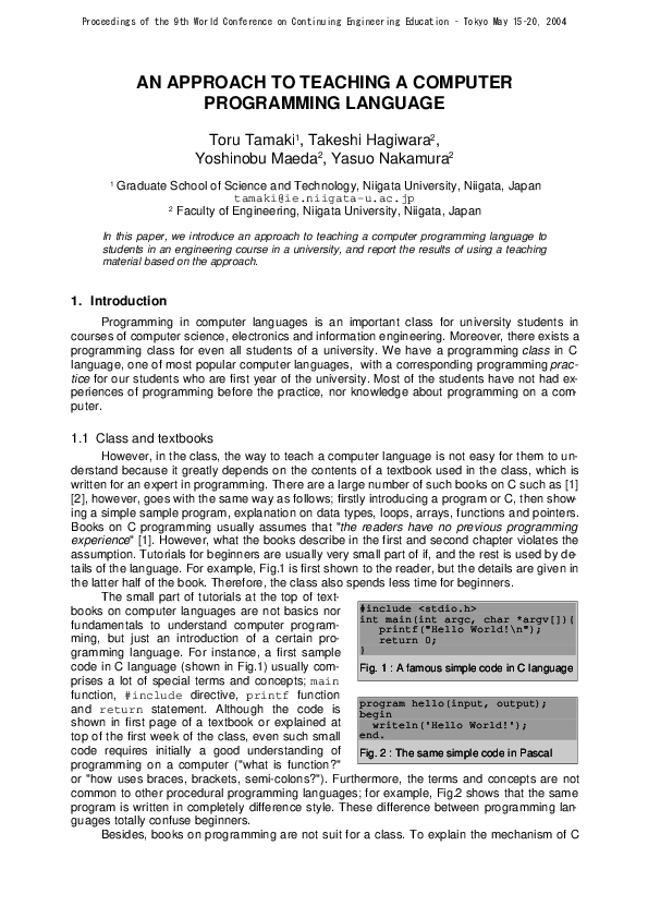 (PDF) An Approach to Teaching a Computer Programming Language