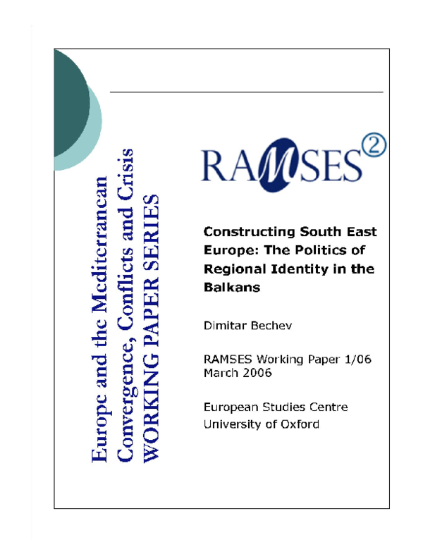 (PDF) Dimitar Bechev, Constructing South East Europe: the Politics of ...