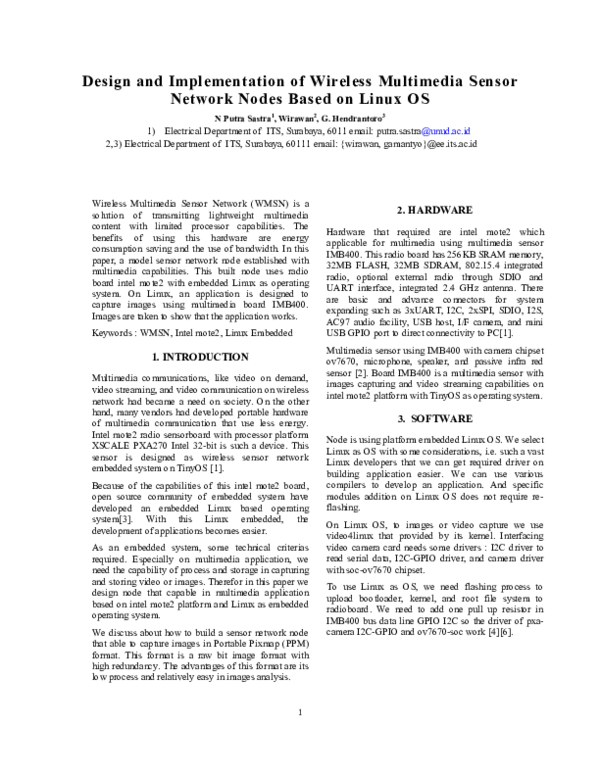 (PDF) Design and Implementation of Wireless Multimedia Sensor Network ...