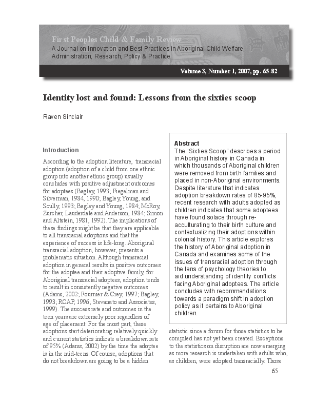 Sixties scoop stories picture