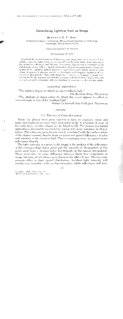 (PDF) Determining lightness from an image
