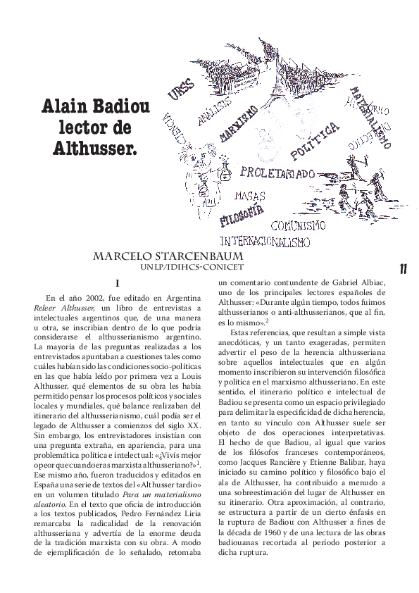 (PDF) Entre el revisionismo y el panteón Alain Badiou lector de Althusser