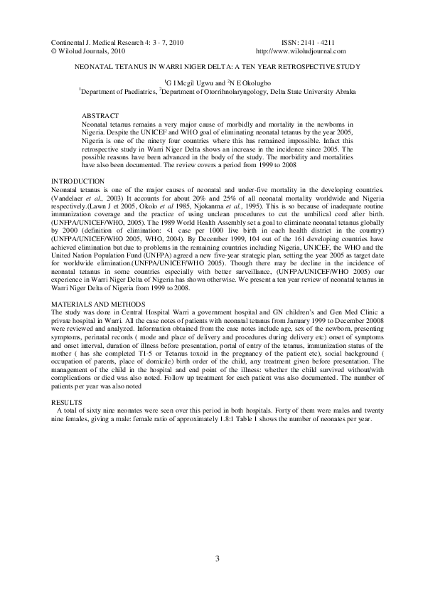 Tetanus journal articles picture