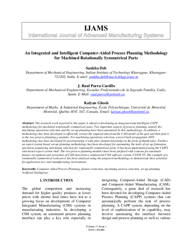 (PDF) An Integrated and Intelligent Computer-Aided Process Planning ...
