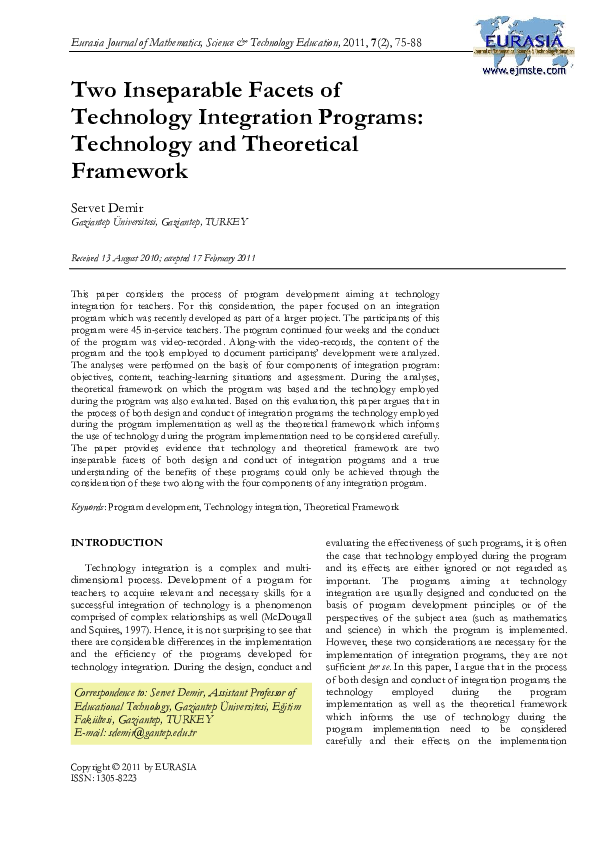 (PDF) Two Inseparable Facets of Technology Integration Programs ...