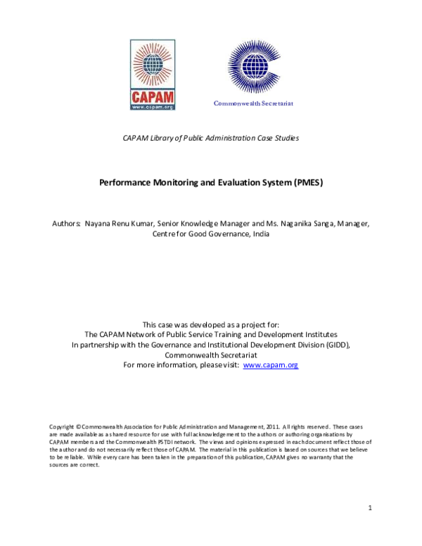 (PDF) Performance Monitoring and Evaluation System (PMES)
