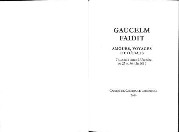 (PDF) L'activité musicale de Gaucelm Faidit