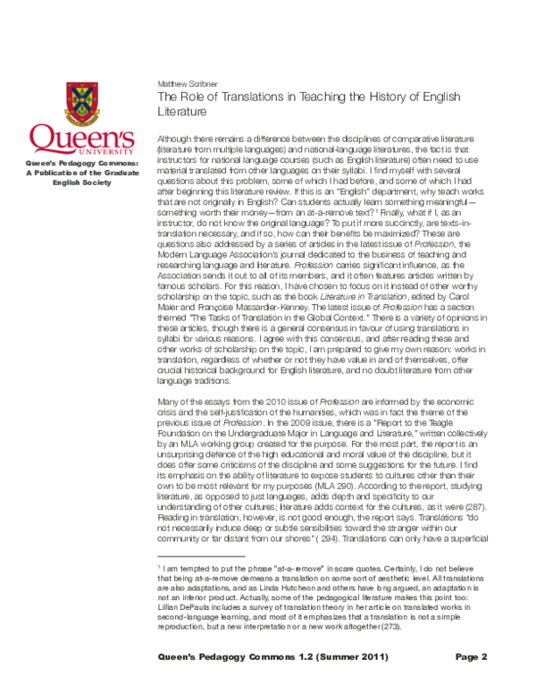 (PDF) The Role of Translations in Teaching the History of English ...