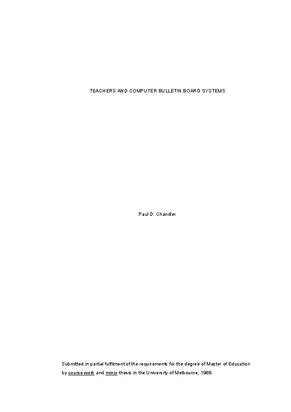 (PDF) Teachers and Computer Bulletin Board Systems Paul Chandler