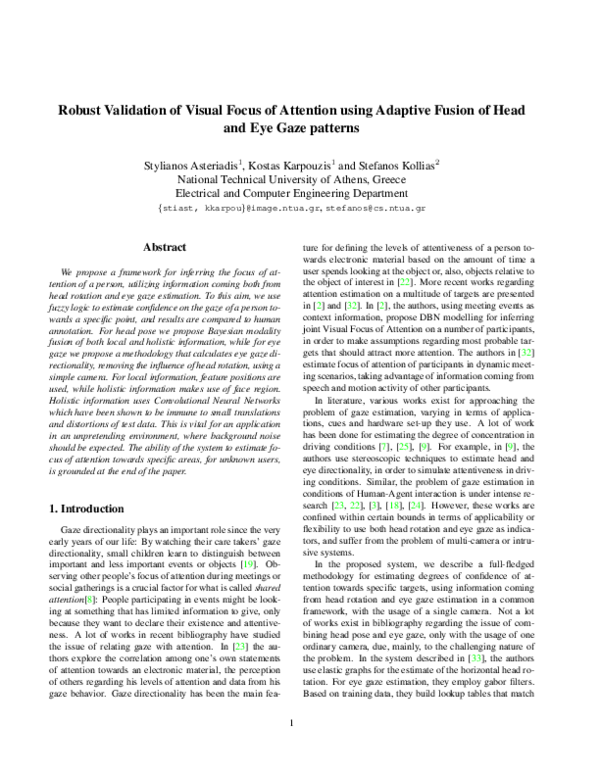 (PDF) Robust Validation of Visual Focus of Attention using Adaptive ...