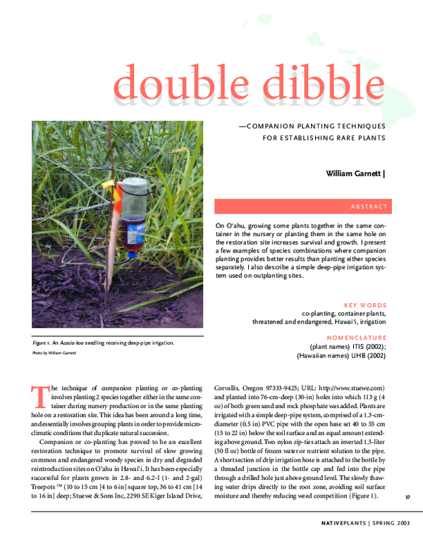 (PDF) Double dibble companion planting techniques for establishing rare ...