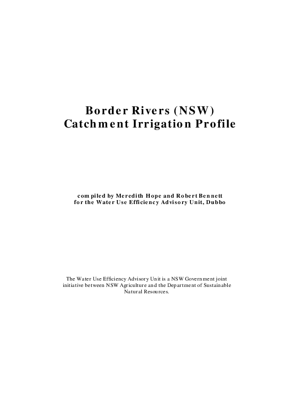 (PDF) Border Rivers (NSW) Catchment Irrigation Profile