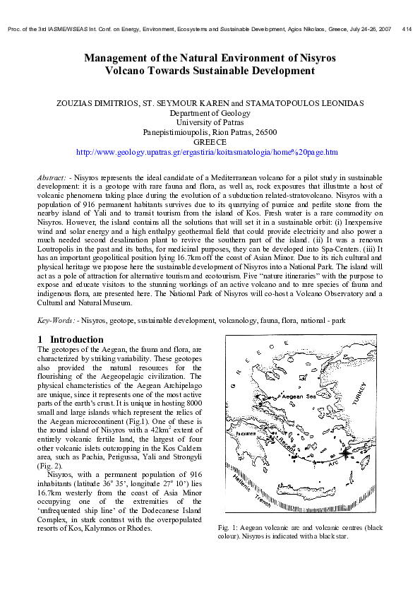 (PDF) Management of the Natural Environment of Nisyros Volcano Towards