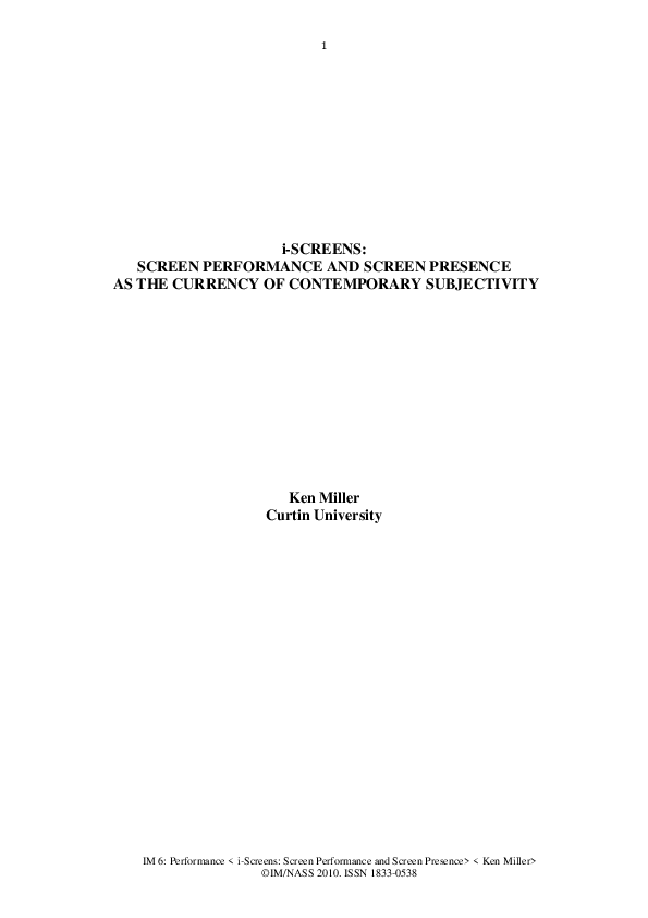 (PDF) i-SCREENS: SCREEN PERFORMANCE AND SCREEN PRESENCE AS THE CURRENCY ...