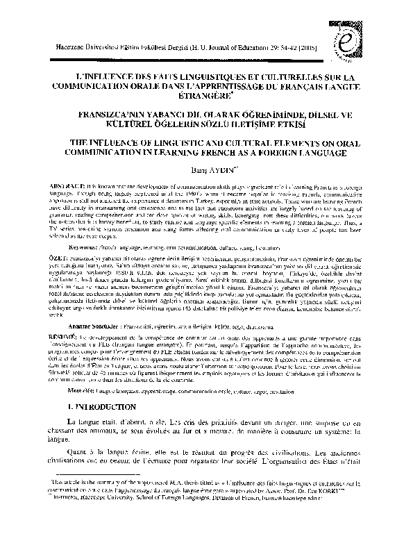 (PDF) L'influence des faits linguistiques et culturels sur la