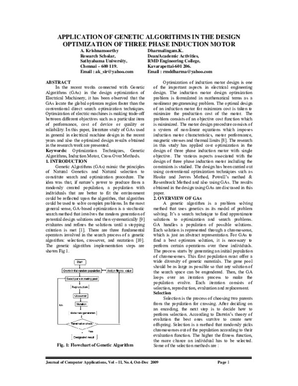 (PDF) Application Of Genetic Algorithms In The Design Optimization Of ...