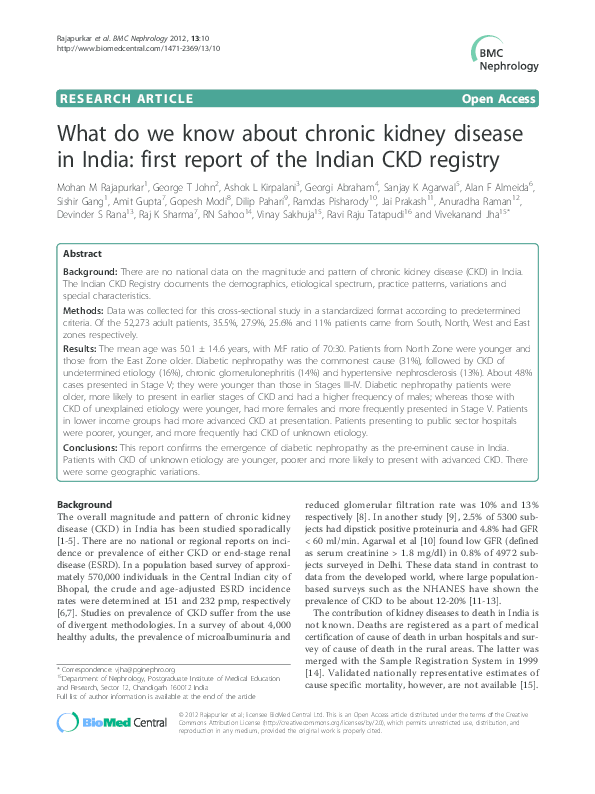 (PDF) What do We Know About Chronic Kidney Disease in India: First ...