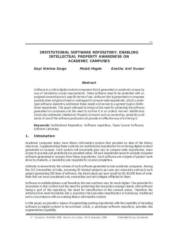 (PDF) Institutional Software Repository: Enabling Intellectual Property ...