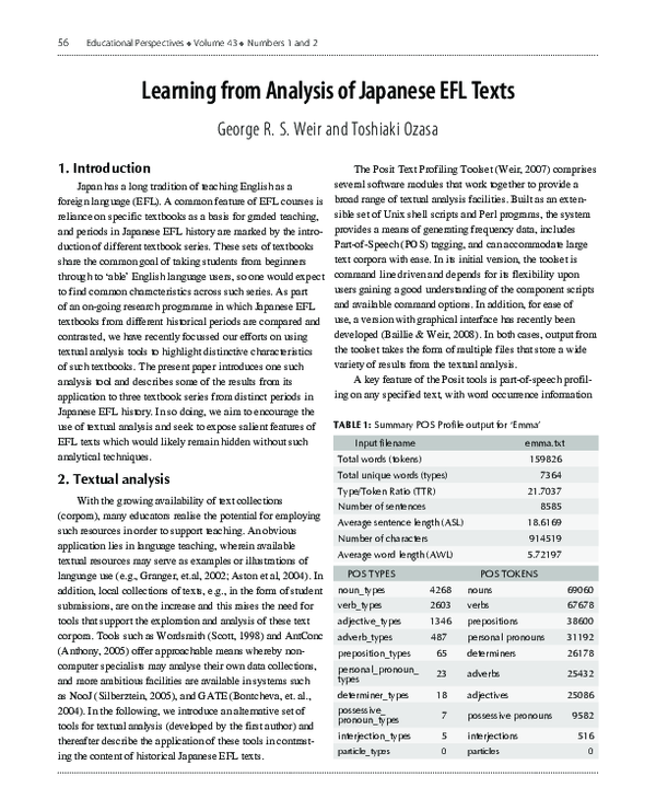 (PDF) Learning from Analysis of Japanese EFL Texts