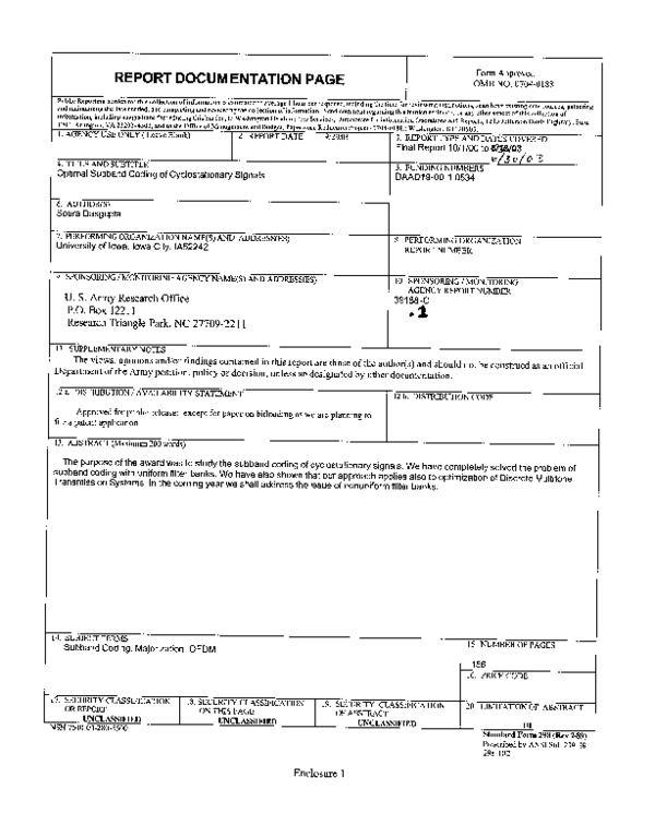 Pdf Optimum Subband Coding Of Cyclostationary Signals Chris Schwarz Academia Edu