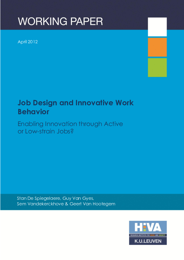 (PDF) Job Design and Innovative Work Behaviour Enabling Innovation