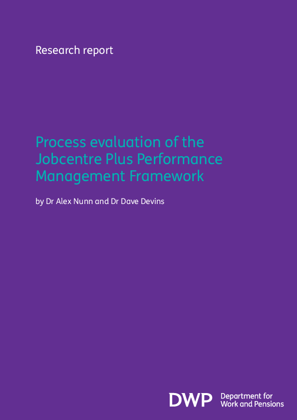 (PDF) Process evaluation of the Jobcentre Plus Performance Management