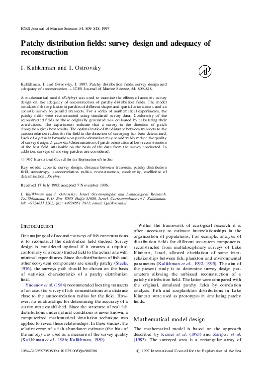 (PDF) Patchy distribution fields: survey design and adequacy of ...