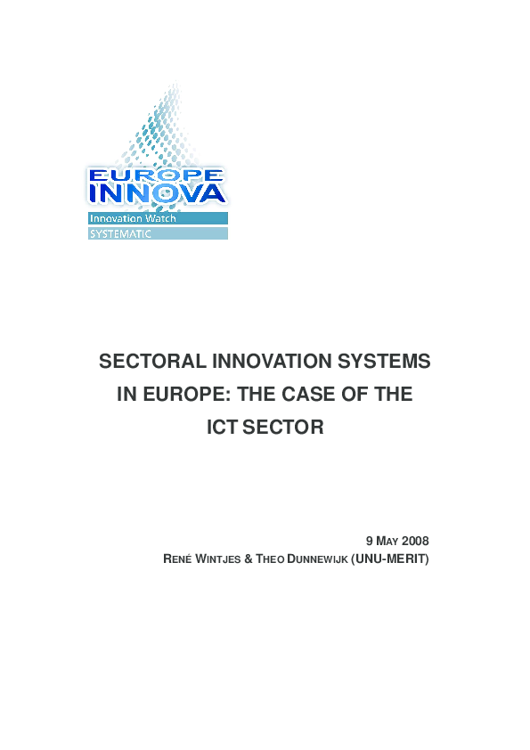 (PDF) Sectoral Innovation Systems in Europe: The Case of the ICT Sector ...