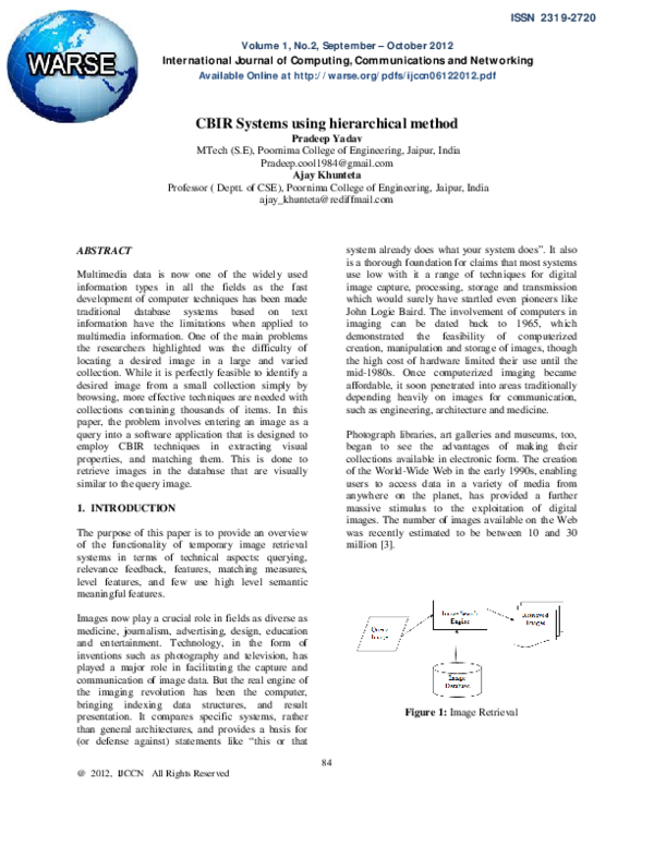 (PDF) CBIR Systems using hierarchical method