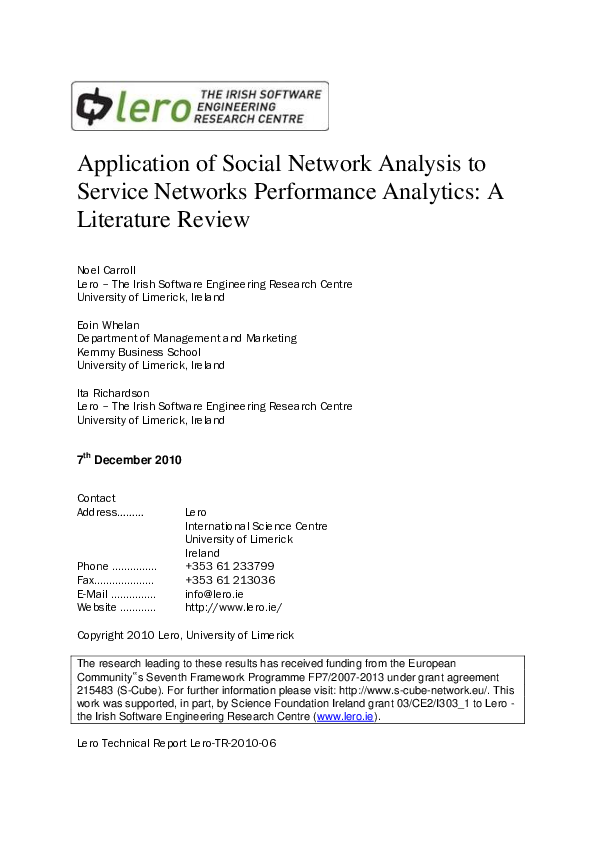 (PDF) Application of Social Network Analysis to Service Networks ...