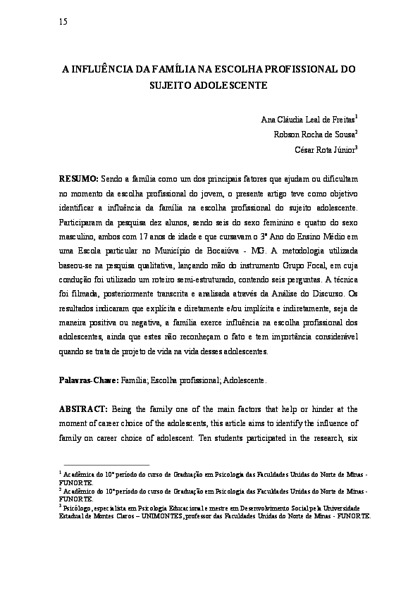 (PDF) A influência da família na escolha profissional do sujeito ...