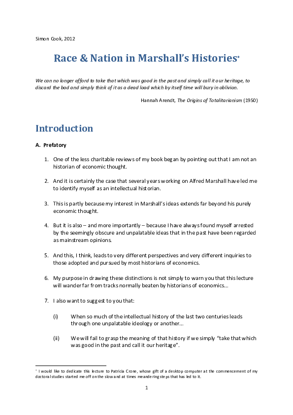Blanqui Lecture: Nation & Race in Marshall's Histories