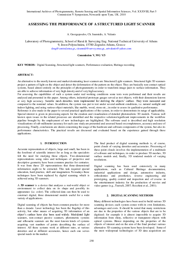 (PDF) Assessing The Performance of a Structured Light Scanner