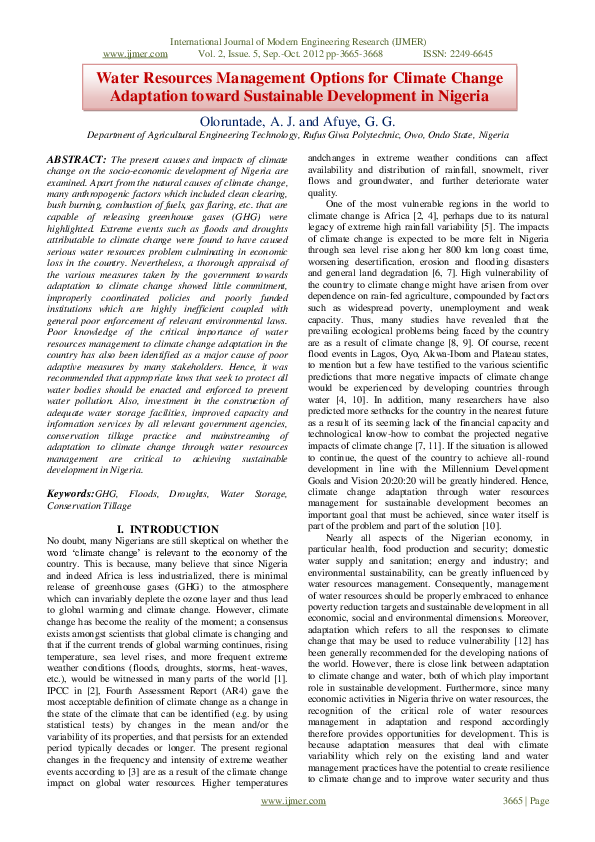 (PDF) Water Resources Management Options for Climate Change Adaptation ...