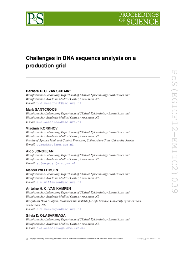 (PDF) Challenges in DNA sequence analysis on a production grid