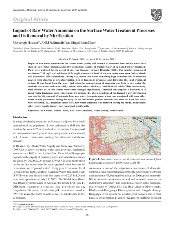 (PDF) Impact of Raw Water Ammonia on the Surface Water Treatment