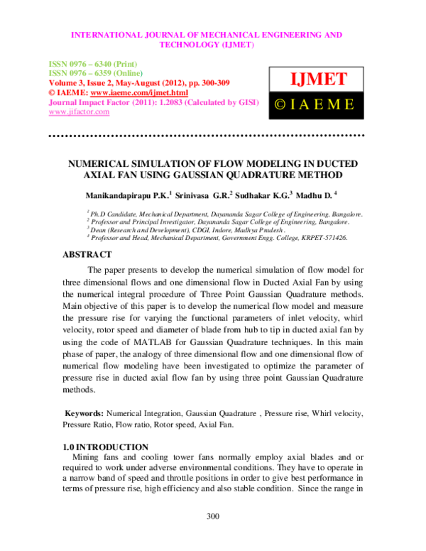 (PDF) NUMERICAL SIMULATION OF FLOW MODELING IN DUCTED AXIAL FAN USING ...
