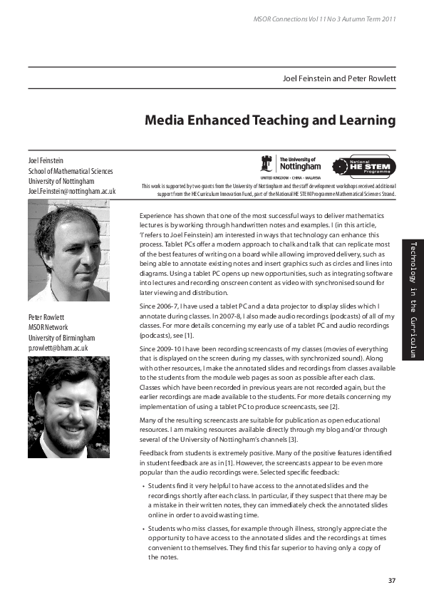 (PDF) Media Enhanced Teaching and Learning