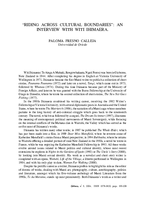 Witi Ihimaera Research Papers Academia Edu