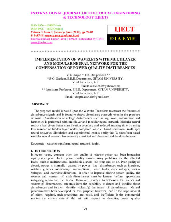 (PDF) IMPLEMENTATION OF WAVELETS WITH MULTILAYER AND MODULAR NEURAL ...