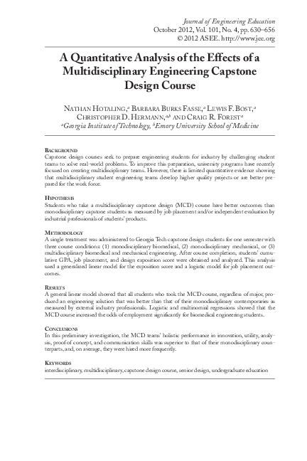 (PDF) A Quantitative Analysis of the Effects of a Multidisciplinary ...