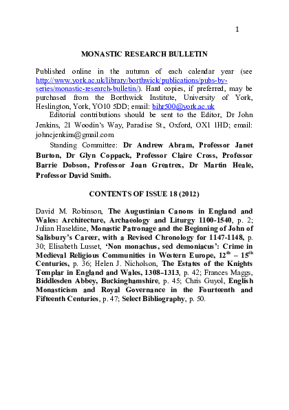 English Monasticism and Royal Governance in the Fourteenth and Fifteenth Centuries