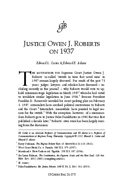 (PDF) Justice Owen J. Roberts on 1937