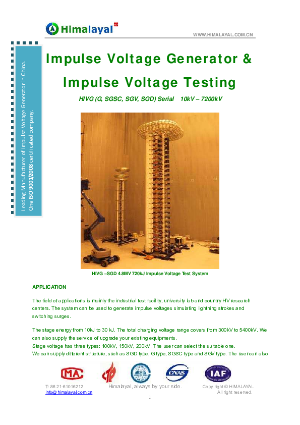 (PDF) Impulse Voltage Generator & Impulse Voltage Testing Jane zhang