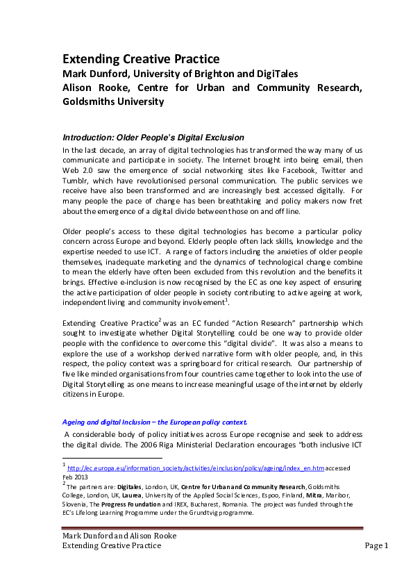(PDF) Extending Creative Practice: Digital Storytelling Workshops with ...
