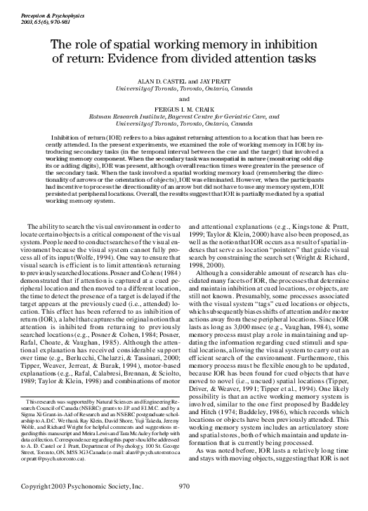(PDF) The role of spatial working memory in inhibition of return ...